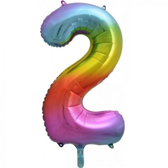Rainbow Number 2 Two 86cm Foil Balloon