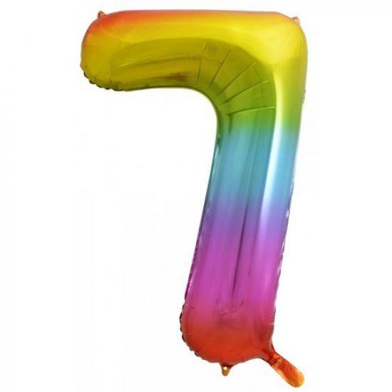 Rainbow Number 7 Seven 86cm Foil Balloon - Party Affair