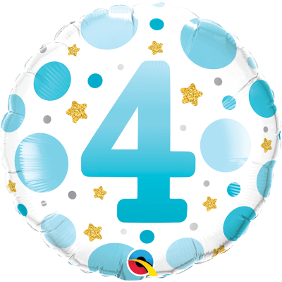 Age 4 Blue Dots Foil Balloon - Party Affair