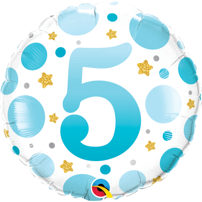 Age 5 Blue Dots Foil Balloon - Party Affair