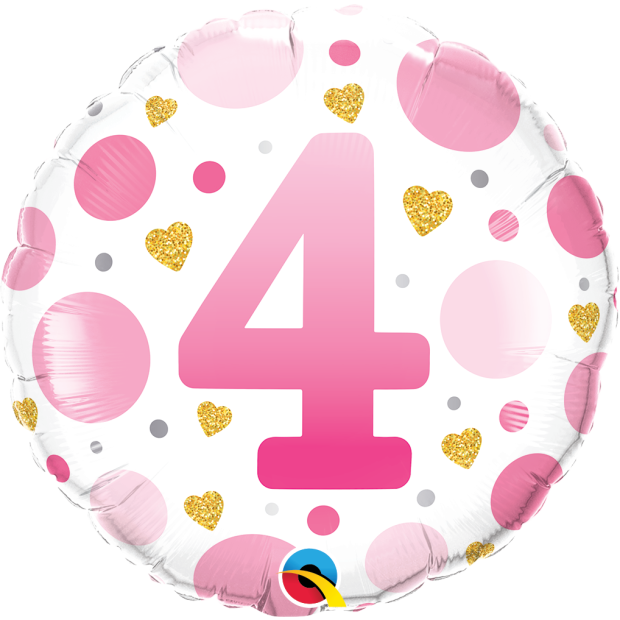 Age 4 Pink Dots Foil Balloon