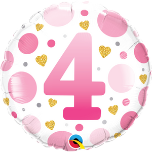 Age 4 Pink Dots Foil Balloon