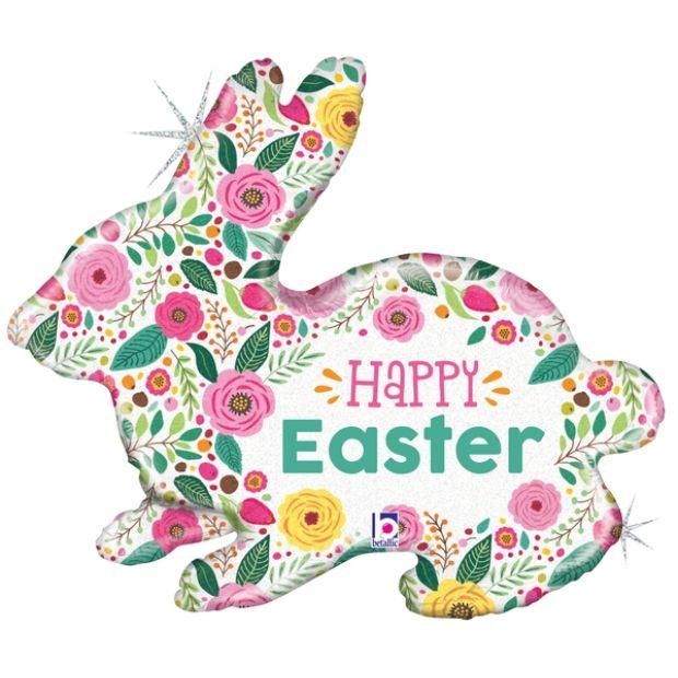 Spring Flowers Easter Bunny Foil Balloon Shape - Party Affair