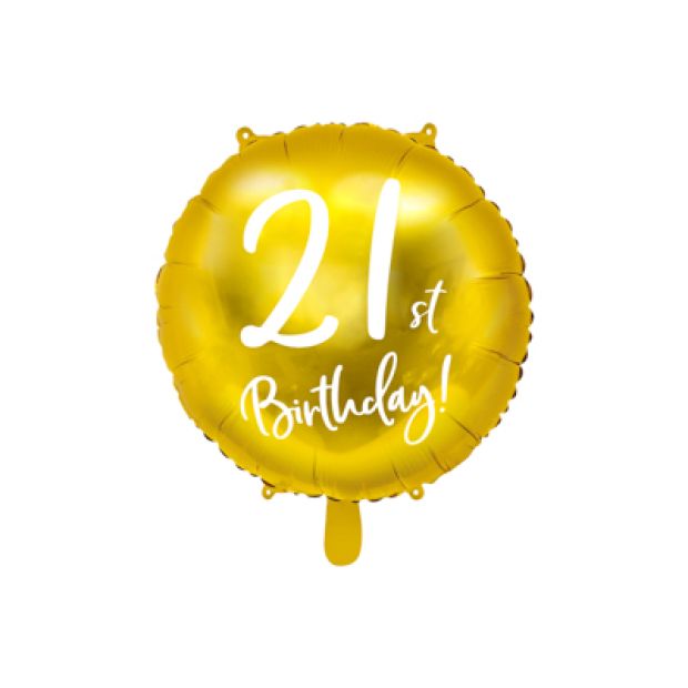Cursive 21st Birthday Gold Foil Balloon