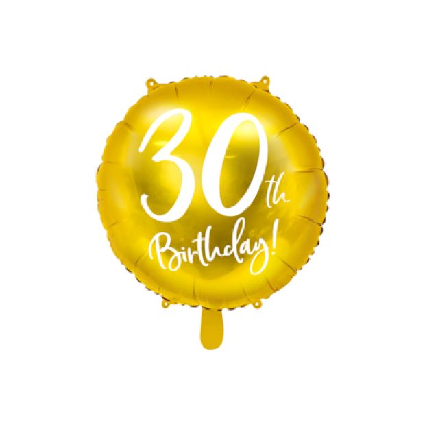 Cursive 30th Birthday Gold Foil Balloon