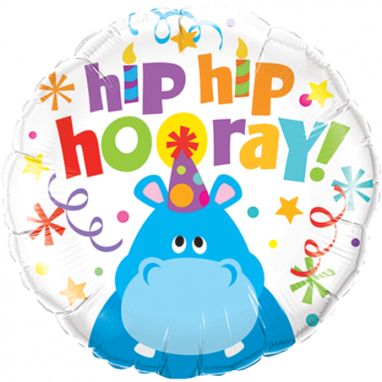 Hip Hip Hooray Hippo Foil Balloon