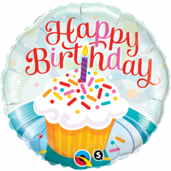 Happy Birthday Cupcake & Sprinkles Foil Balloon