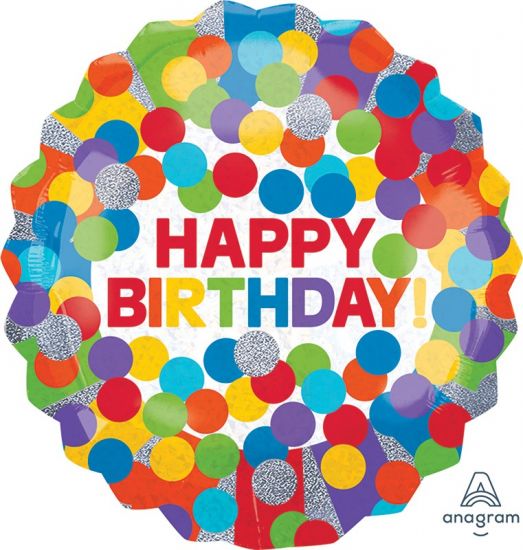 Holographiic Rainbow Happy Birthday Foil Balloon Shape