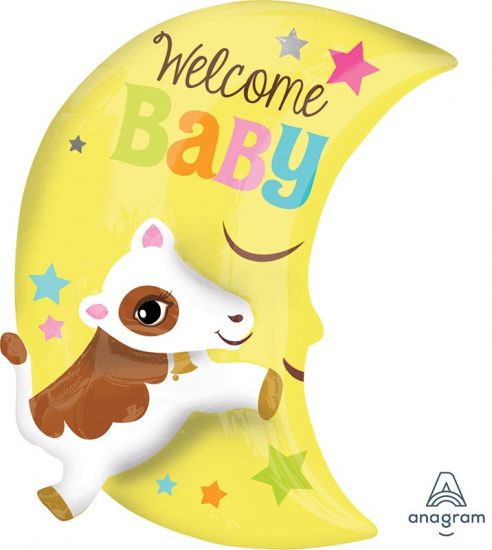 Welcome Baby Over The Moon Foil Balloon Shape