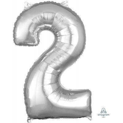 Silver Mid-Size Number 2 Foil Balloon - Party Affair