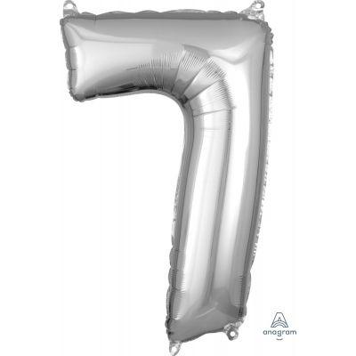 Silver Mid-Size Number 7 Foil Balloon - Party Affair