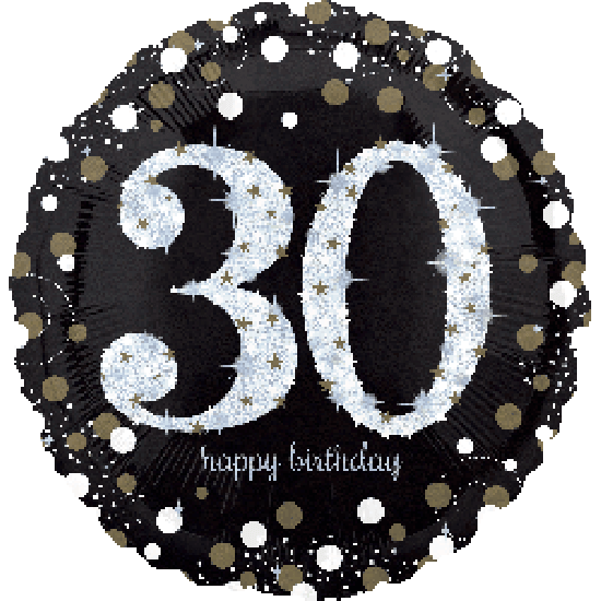 Holographic Sparkling 30 Happy Birthday Foil Balloon - Party Affair