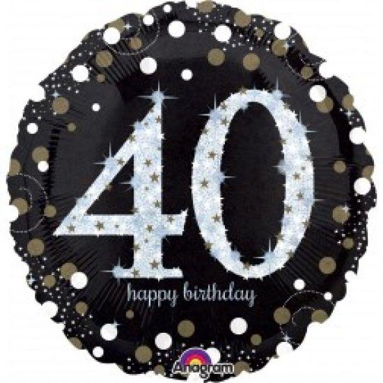 Holographic Sparkling 40 Happy Birthday Foil Balloon - Party Affair
