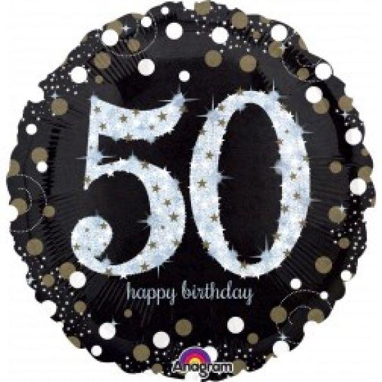 Holographic Sparkling 50 Happy Birthday Foil Balloon - Party Affair