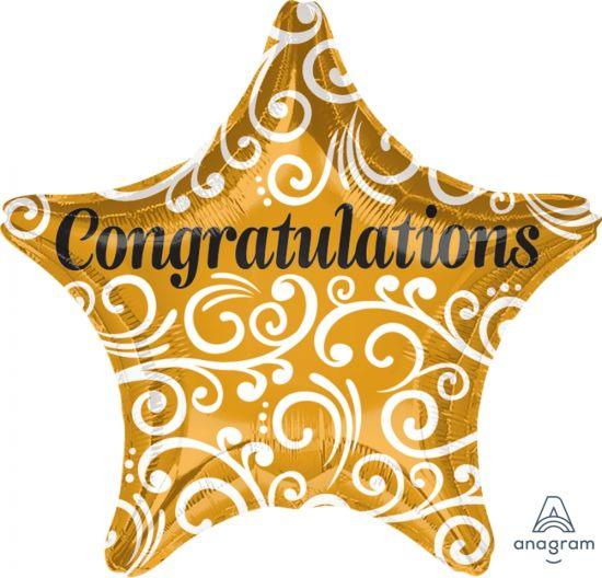 Congratulations Sophisticated Gold Star Foil Balloon - Party Affair