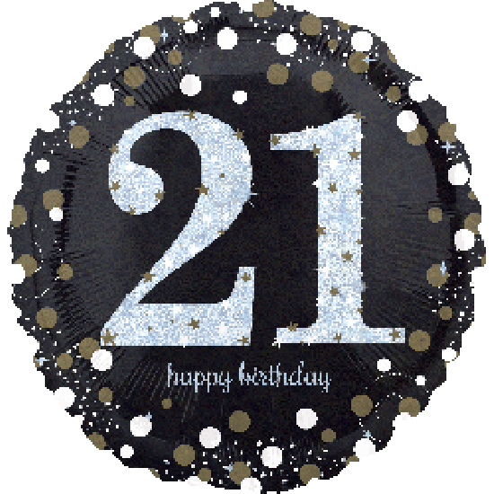 Holographic Sparkling 21 Happy Birthday Foil Balloon - Party Affair