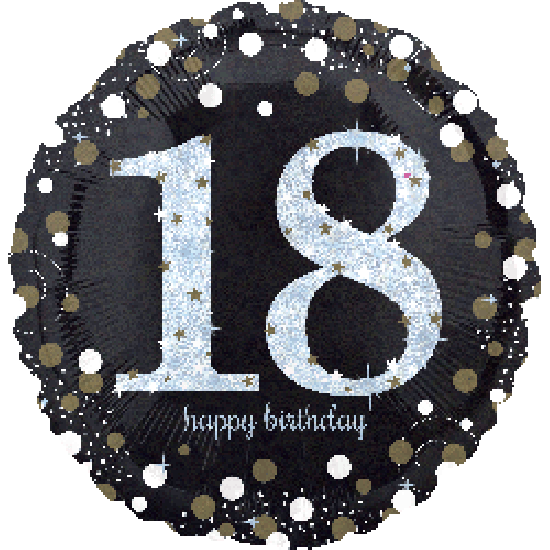 Holographic Sparkling 18 Happy Birthday Foil Balloon - Party Affair