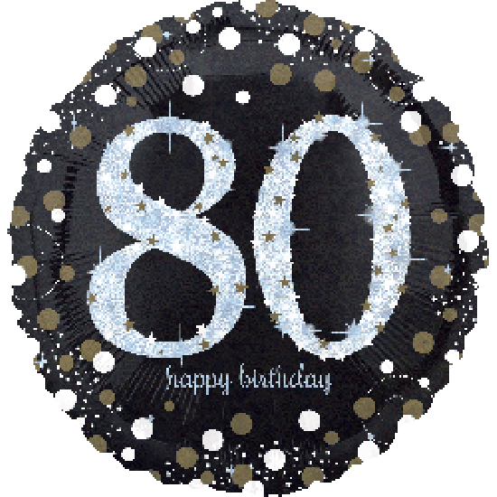 Holographic Sparkling 80 Happy Birthday Foil Balloon - Party Affair