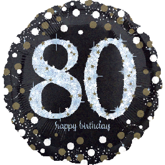 Holographic Sparkling 80 Happy Birthday Foil Balloon