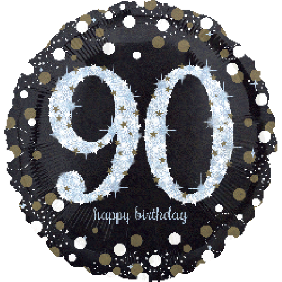 Holographic Sparkling 90 Happy Birthday Foil Balloon - Party Affair
