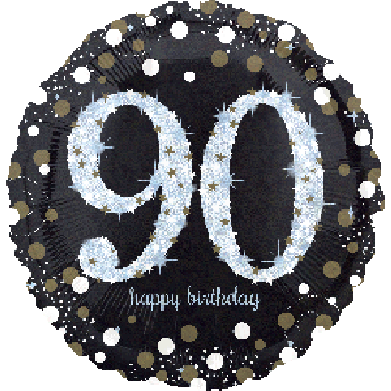 Holographic Sparkling 90 Happy Birthday Foil Balloon