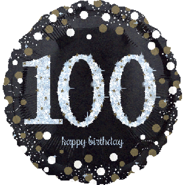 Holographic Sparkling 100 Happy Birthday Foil Balloon - Party Affair