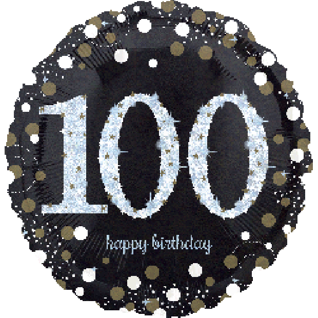 Holographic Sparkling 100 Happy Birthday Foil Balloon