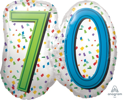 70 Rainbow Birthday Foil Balloon Shape
