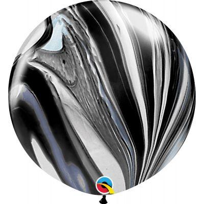 Jumbo 85cm Black And White Agate Round Latex Helium Balloon - Party Affair