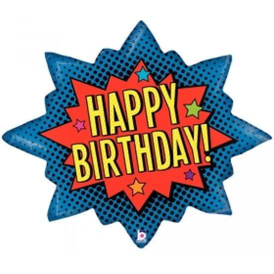 Superhero Birthday Burst Foil Balloon Shape