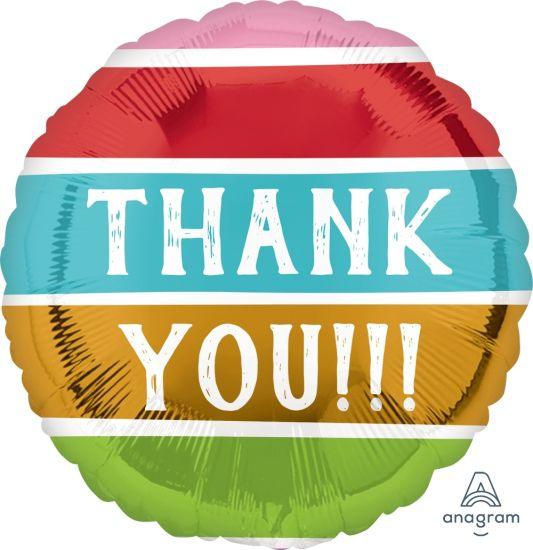 Thank You!!! Striped Foil Balloon - Party Affair