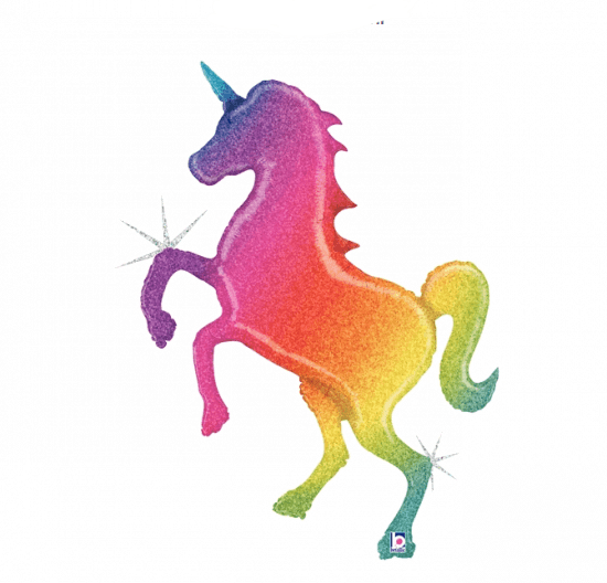 Holographic Glitter Rainbow Unicorn Foil Balloon Shape - Party Affair