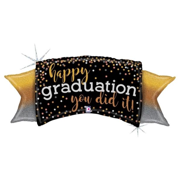 Metallic Ombre Happy Graduation Foil Balloon Shape