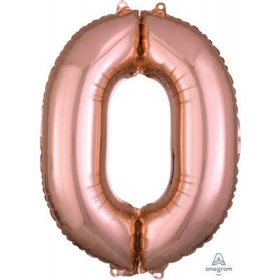 Rose Gold Mid-Size Number 0 Foil Balloon - Party Affair