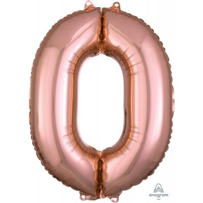 Rose Gold Mid-Size Number 0 Foil Balloon