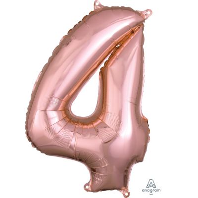 Rose Gold Mid-Size Number 4 Foil Balloon