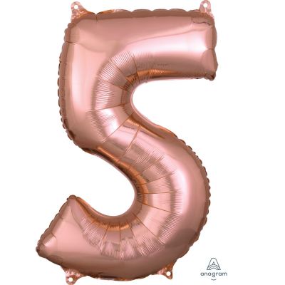 Rose Gold Mid-Size Number 5 Foil Balloon