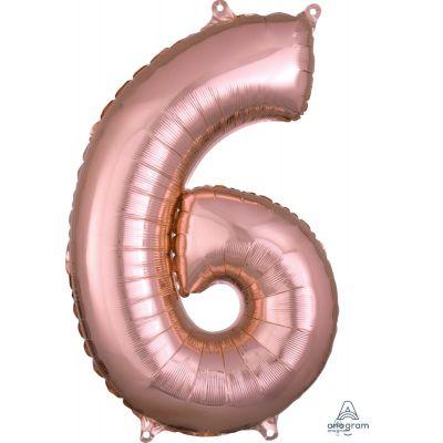 Rose Gold Mid-Size Number 6 Foil Balloon - Party Affair
