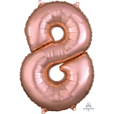 Rose Gold Mid-Size Number 8 Foil Balloon