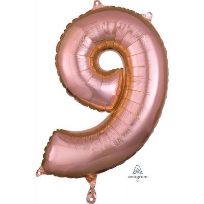 Rose Gold Mid-Size Number 9 Foil Balloon - Party Affair