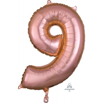 Rose Gold Mid-Size Number 9 Foil Balloon