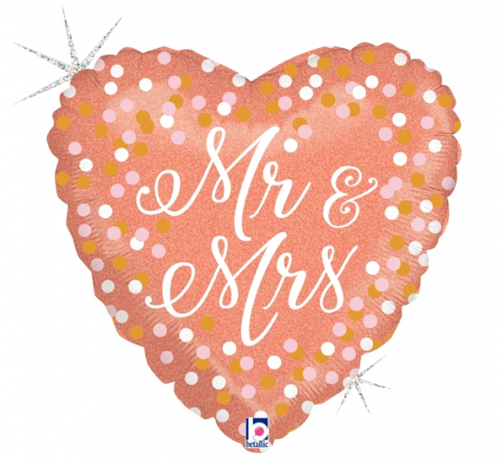 Mr & Mrs Rose Gold Heart Shape Foil Balloon