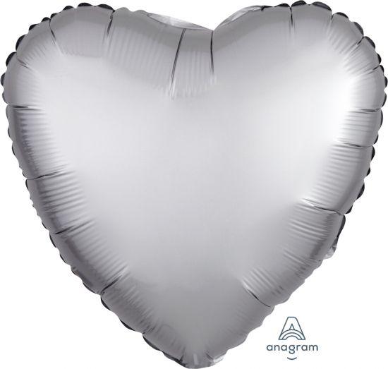 Satin Luxe Platinum Heart Foil Balloon - Party Affair