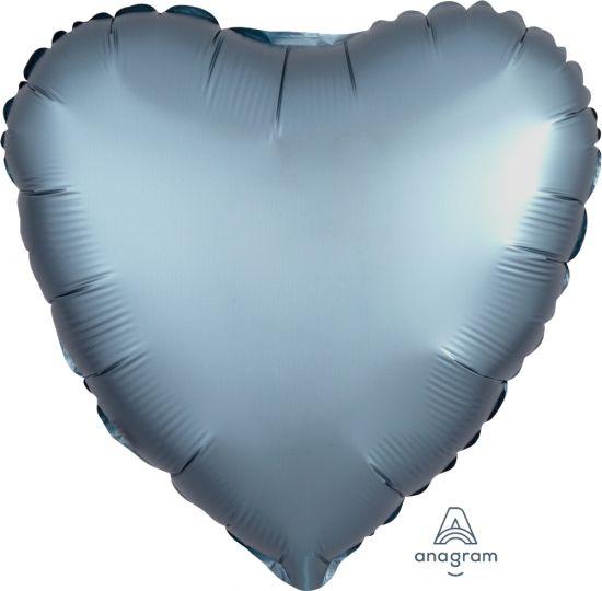 Steel Blue Satin Luxe Heart Shaped Foil Balloon - Party Affair