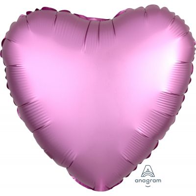 Flamingo Pink Satin Luxe Heart Shape Foil Balloon