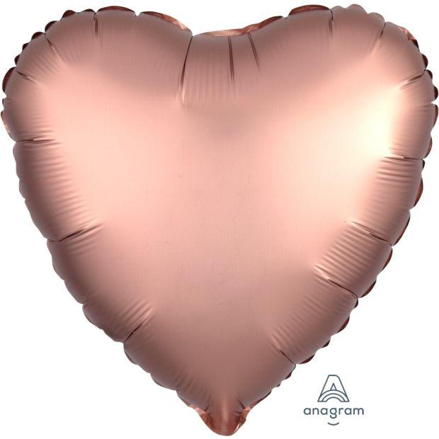 Satin Luxe Rose Copper Heart Foil Balloon - Party Affair