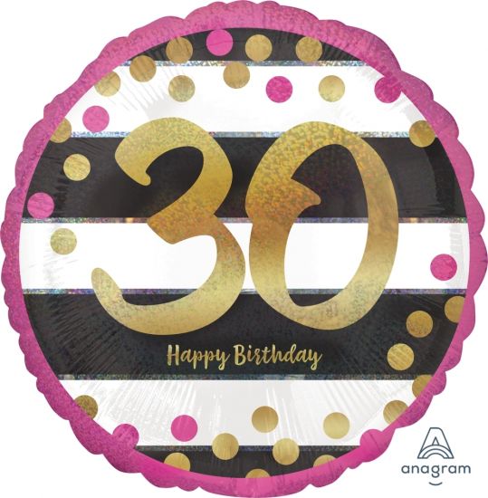 Pink & Gold 30 Happy Birthday Foil Balloon