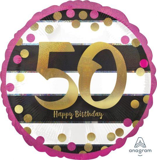 Pink & Gold 50 Happy Birthday Foil Balloon - Party Affair