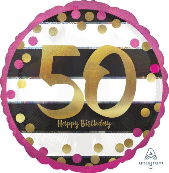 Pink & Gold 50 Happy Birthday Foil Balloon