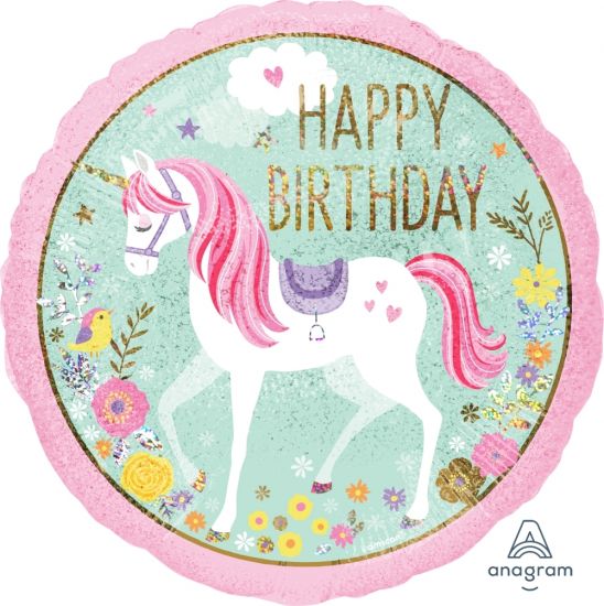 Magical Unicorn Birthday Holographic Foil Balloon